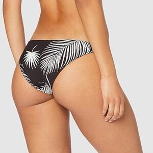 Hurley Black and White Leaf Print Bikini Bottom large